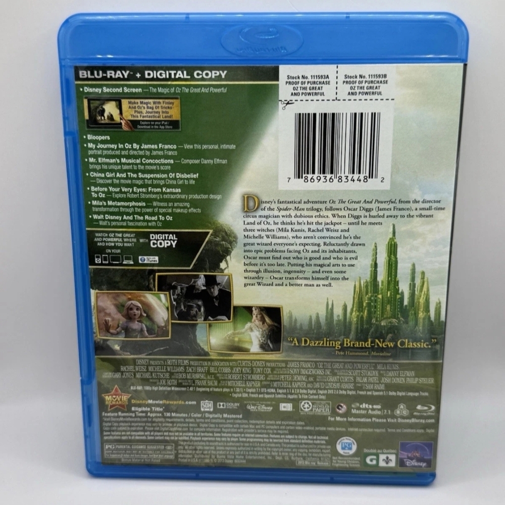 Disney Oz The Great and Powerful Blu-Ray in Blue Case - Picture 2 of 2